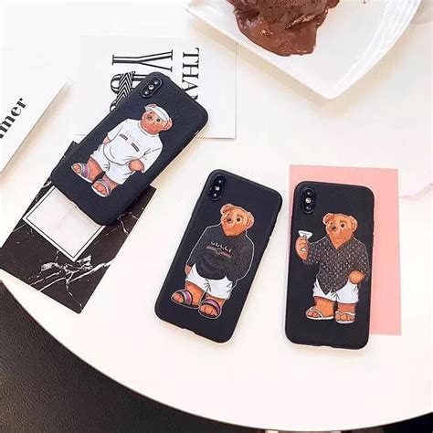 gucci teddy bear iphone case|Gucci black leather handbags.